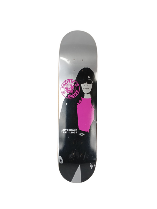 Pacific Drive Mid School Ramones Joey Ramone Tribute Black Pink White Size 7.625" Vintage NOS Deck