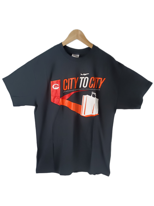 City Skateboards City To City Black White Orange Mens Size L S/s Vintage shirt