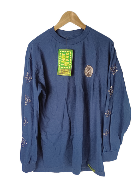 Shake Junt Kevin Spanky Long Phone Hostage Navy White Mens Size L L/s Vintage Shirt