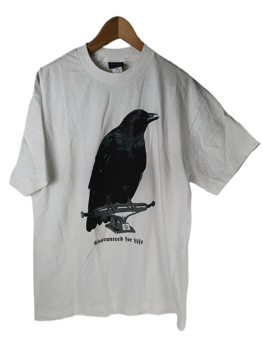 Independent Crow On Truck Iron Cross Eye Guaranteed For Life Black Silver Mens Size L S/s Vintage Shirt