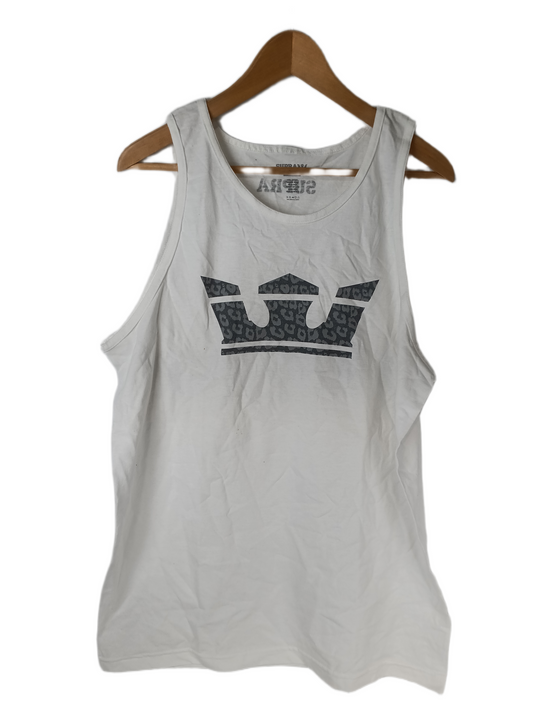 Supra Grey Leopard Print Crown White Mens Size L Sleeveless Tank Top Shirt