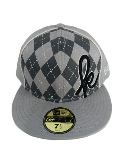Krux X New Era 59Fifty Silver Grey Black K Pinstriped Design Size 7 1/2 59.6cm Vintage Fitted Hat