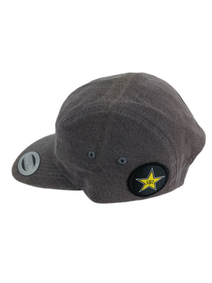 Rockstar Rockstar RR Logo Star Heather Grey Black Yellow One Size Fits All Vintage 5 Panel Strapback Hat