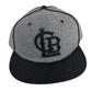 Collab CLB Initials Black Heather Grey Wool Pinstriped One Size Fits All Vintage Leather Brass Buckle Strapback Hat
