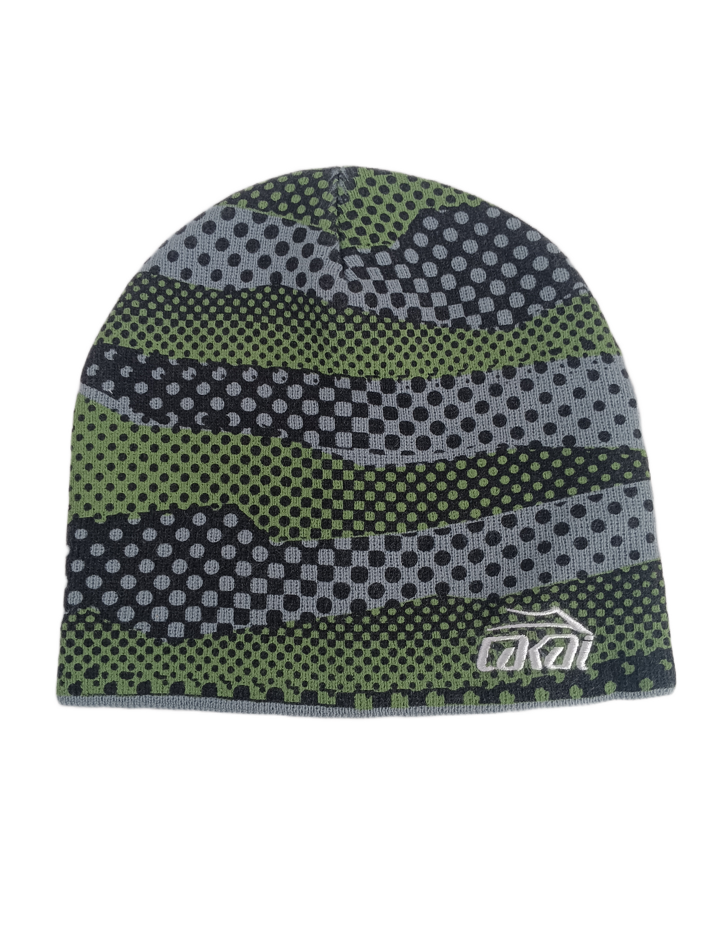 Lakai Spots And Dots Green Grey Black Silver Lakai Logo One Size Fits All Vintage Beanie