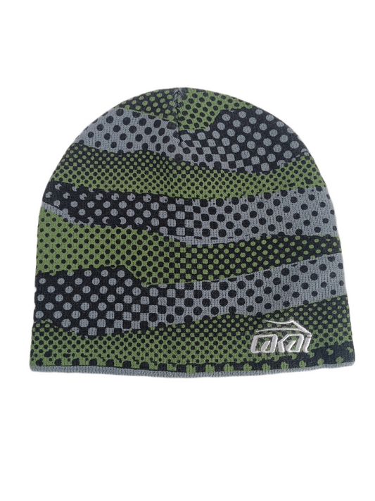 Lakai Spots And Dots Green Grey Black Silver Lakai Logo One Size Fits All Vintage Beanie