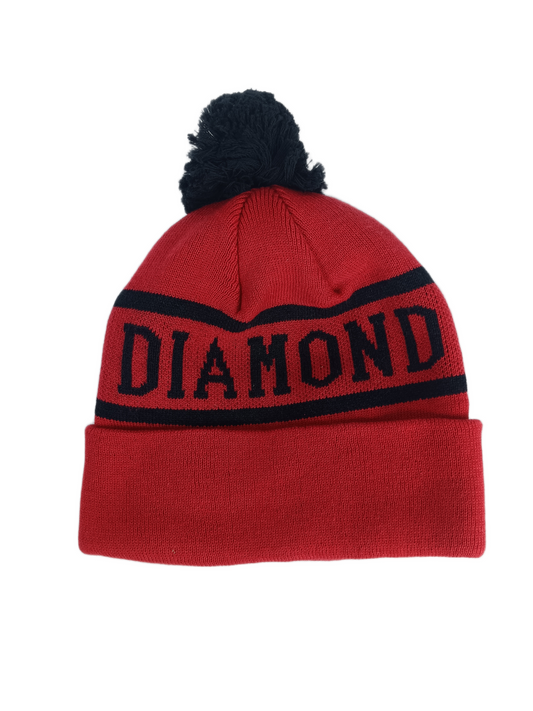Diamond Red Black DIAMOND One Size Fits All Vintage Pom Beanie