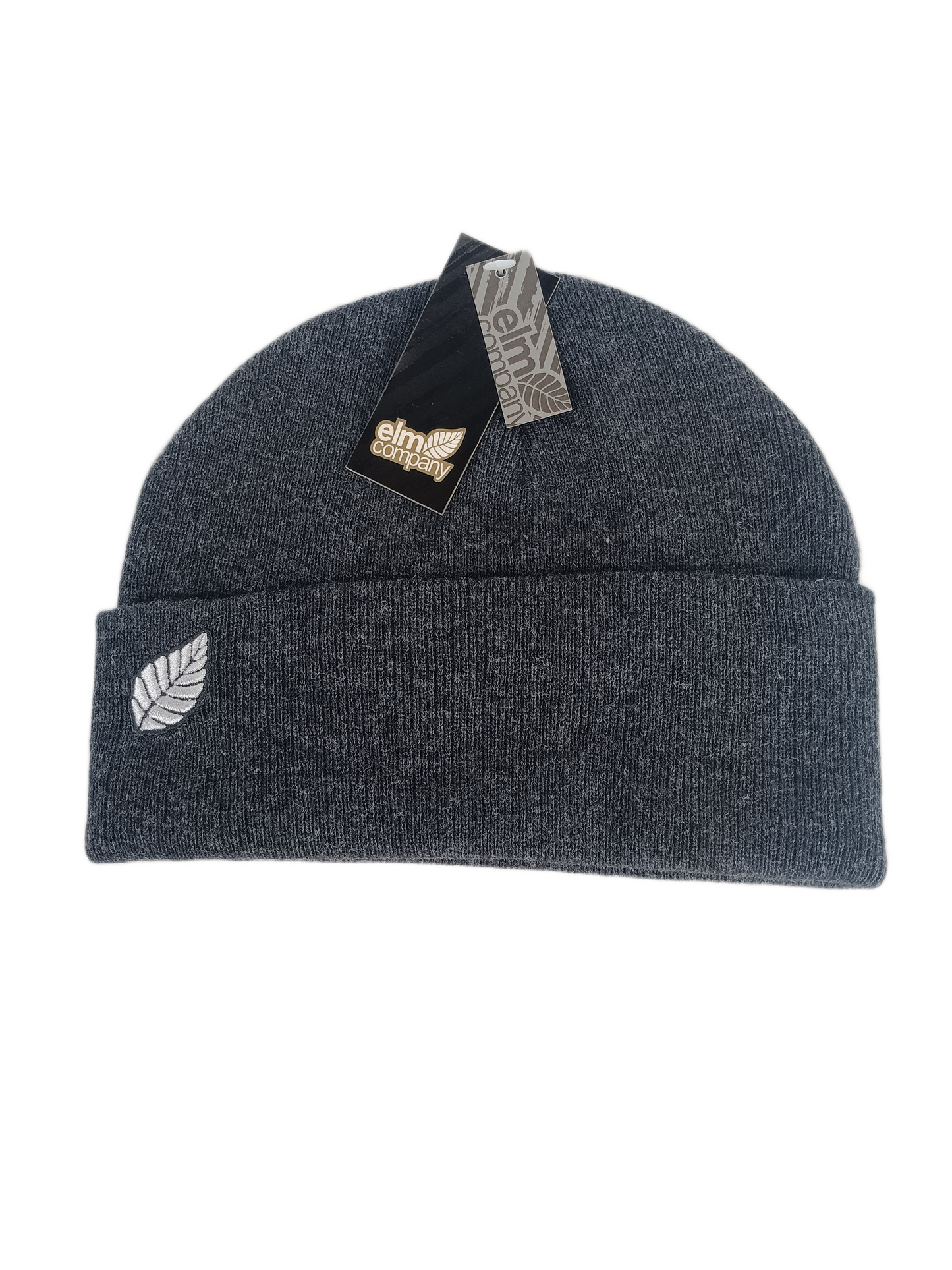 Elm Company Grey Silver Leaf One Size FIts All Vintage Knit Beanie