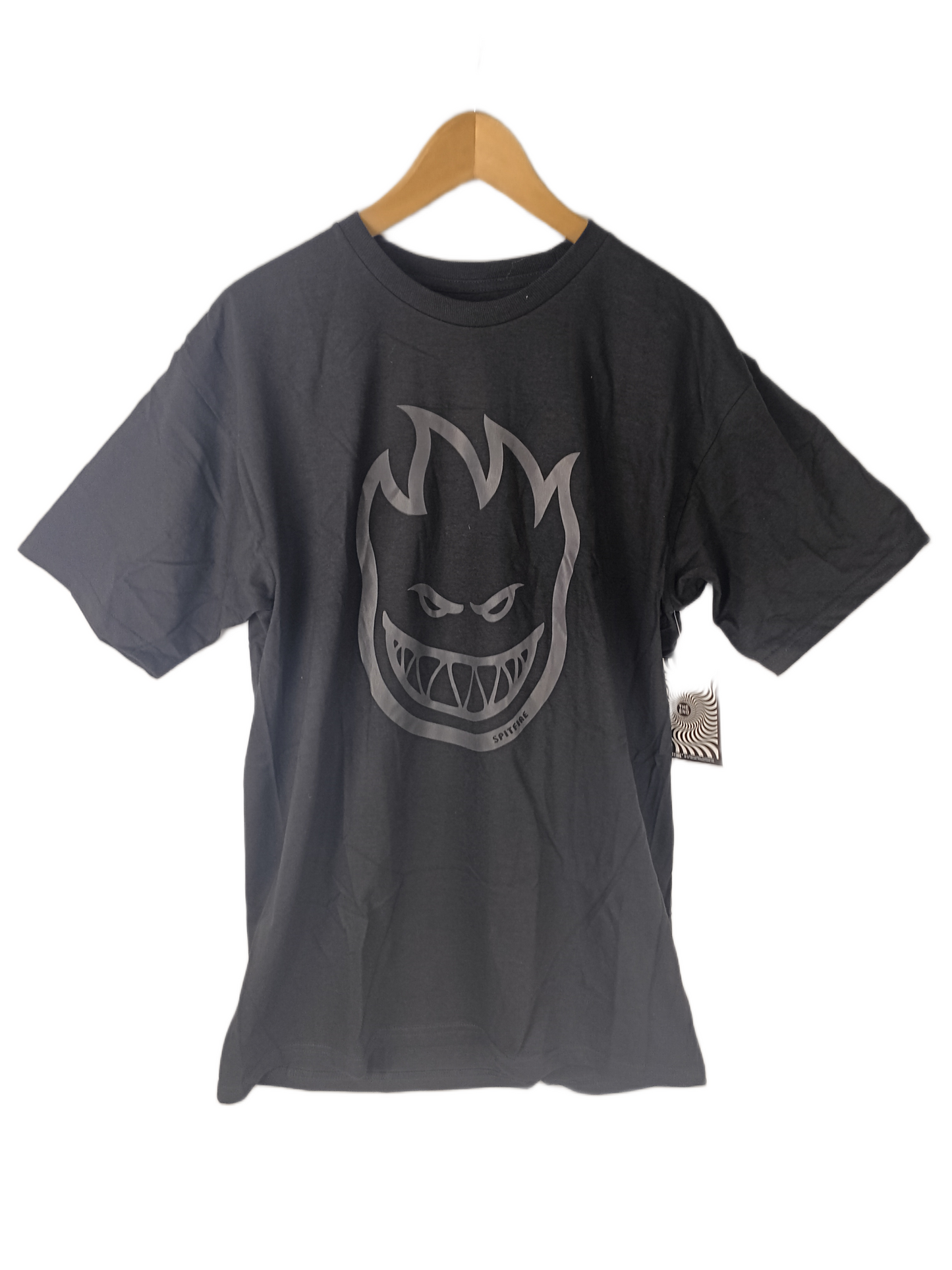 Spitfire Classic Flame Big Head Black Grey Mens Size L S/s Vintage Shirt
