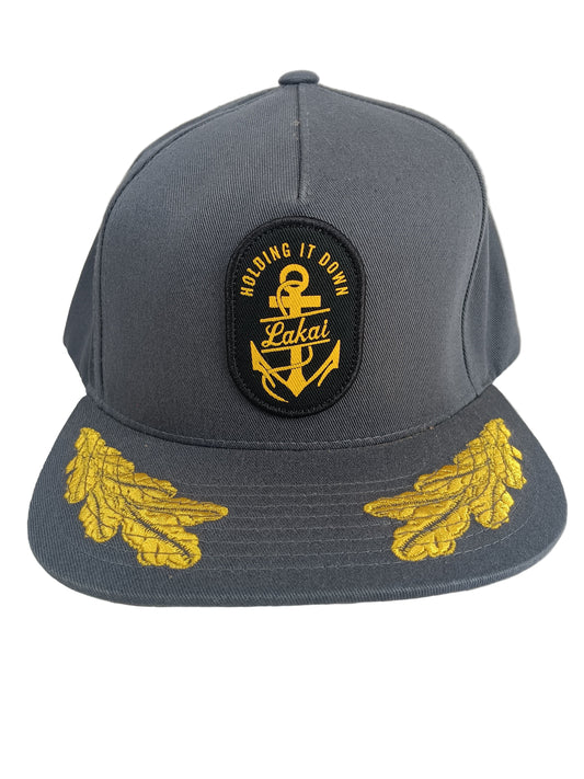 Lakai Anchor Snapback Grey Black Gold One Size Fits All Vintage Snapback Hat