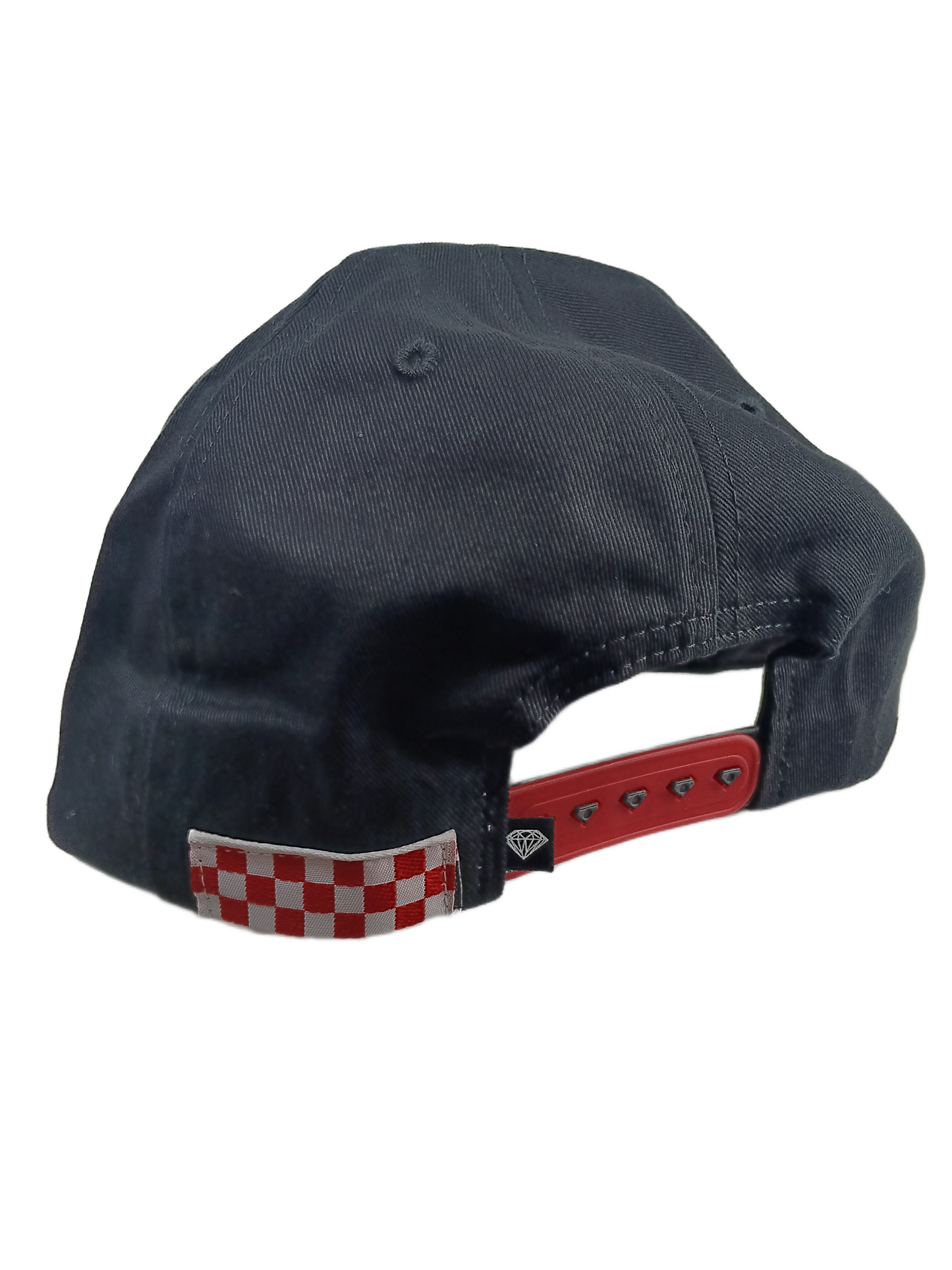 ACE X Diamond Ace Skateboard Truck MFG. Bottom Brim Print Black Red Grey Patch One Size Fits All Vintage Snapback Hat