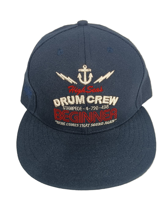 King Stampede High Seas Drum Crew Black Navy Red Size 7 1/8 Vintage Fitted Hat
