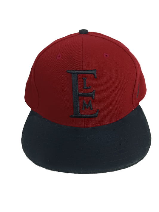 Elm Co. ELM Initials Burgundy Black Felt Brim Size 7 3/8 Vintage Fitted Hat