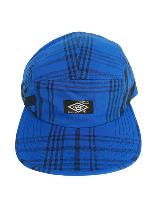 10 Deep Ironsides Navigator Blue Black Plaid One Size Fits All Vintage 5 Panel Strapback Hat