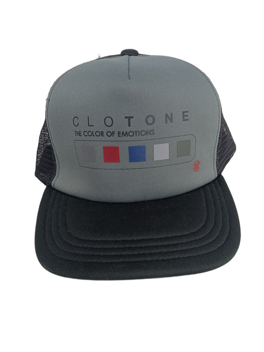 Clotone The Color Of Emotions Grey Black Mesh One Size Fits All Vintage Trucker Hat