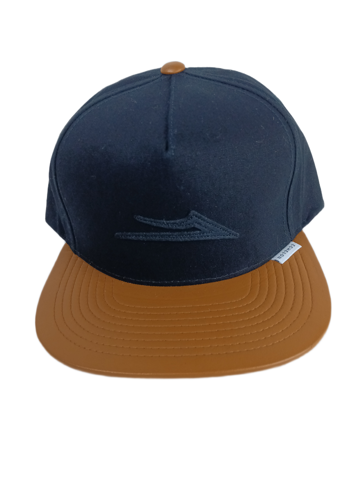 Lakai Echelon Tan Leather Bill Black Lakai Logo One Size Fits All Vintage Snapback Hat