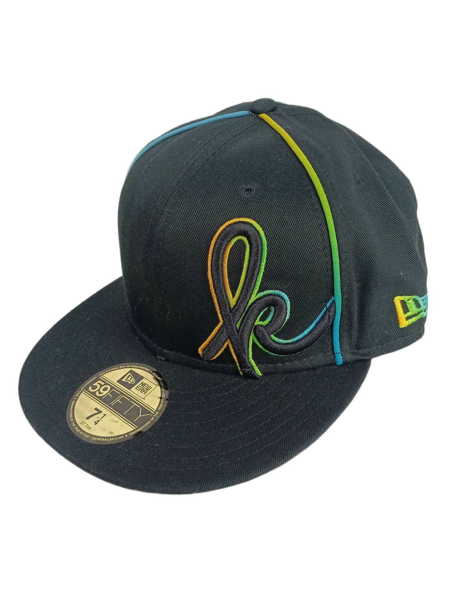 Krux X New Era Kaveman Black Tye Dye US Mens Size 7 1/4 57.7 CM Vintage NOS Fitted Hat