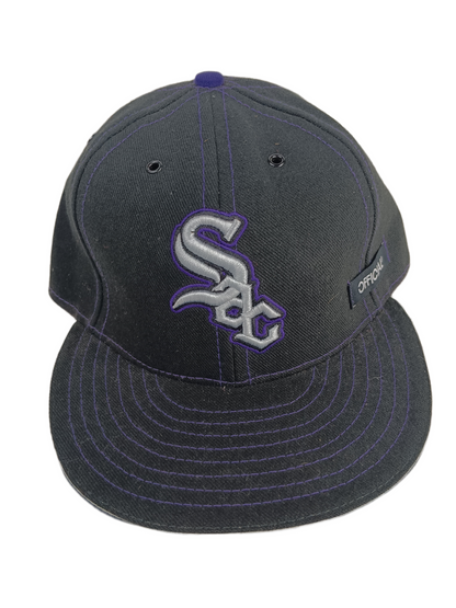 Official X FTC SAC Initials Black Silver Purple Pinstripes Purple FTC Logo Underbill Size 7 1/8 Vintage Fitted Hat