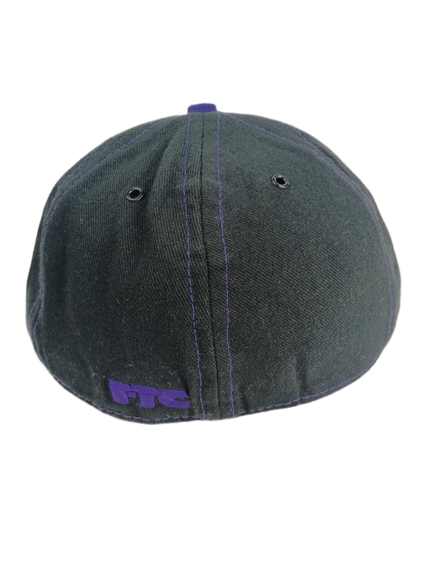 Official X FTC SAC Initials Black Silver Purple Pinstripes Purple FTC Logo Underbill Size 7 1/8 Vintage Fitted Hat