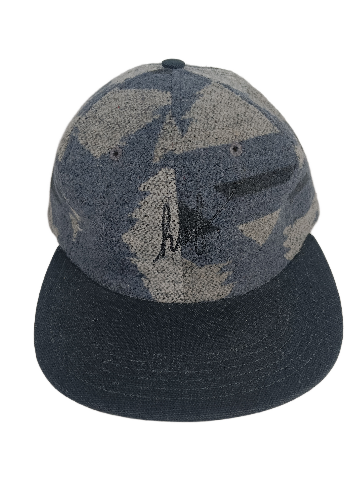 HUF Apache Wool Grey Black One Size Fits All Vintage Leather Strapback Vintage 6 Panel Hat