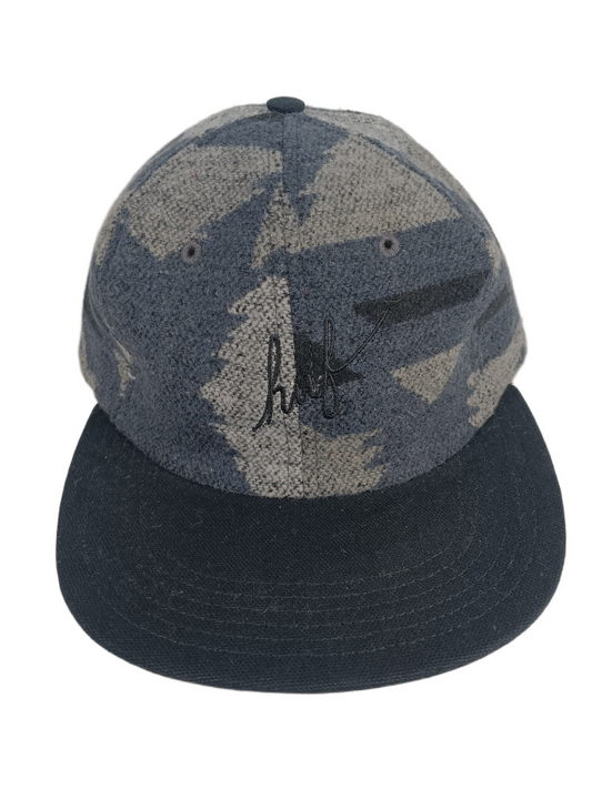 HUF Apache Wool Grey Black One Size Fits All Vintage Leather Strapback Vintage 6 Panel Hat