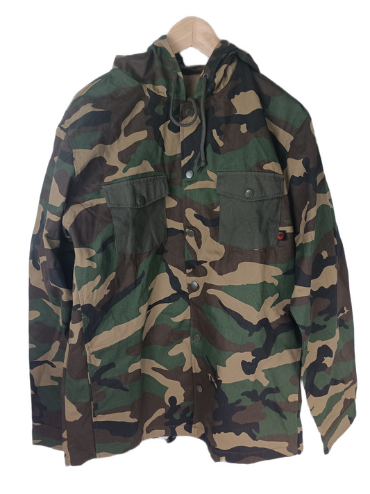 Spitfire The End Spiral Orange Camo Mens Size L Vintage Hooded Jacket