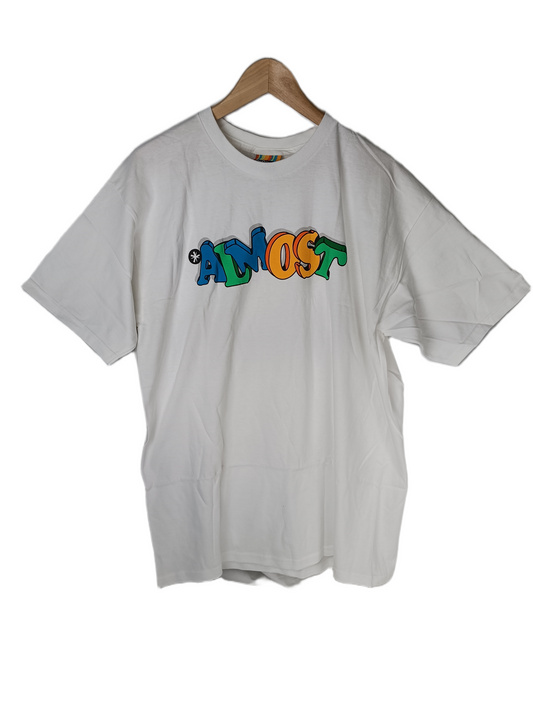 Almost Drop Out White Multi Mens Size L S/s Vintage Shirt