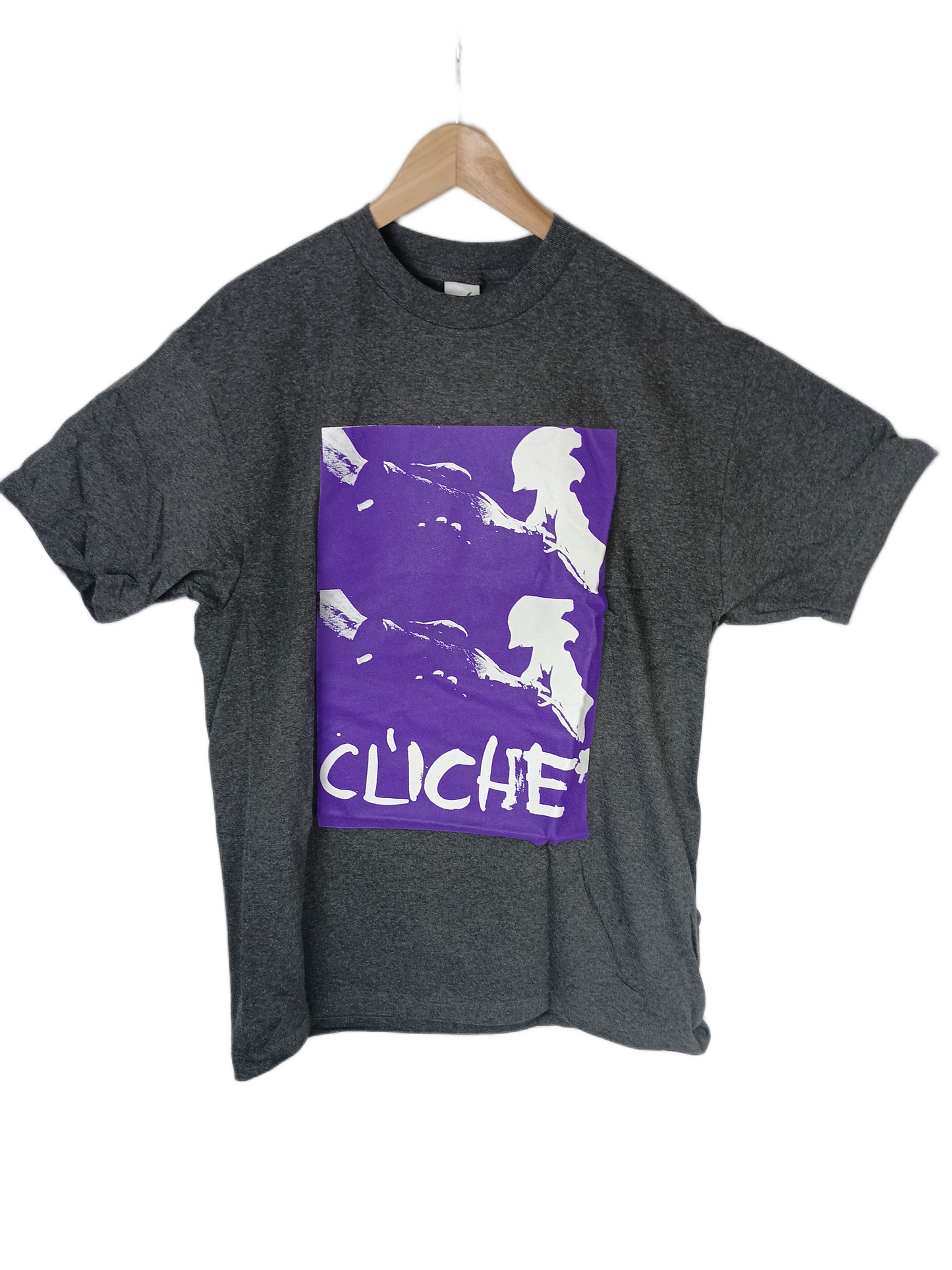 Cliché Large Cliché Logo Purple White Grey Mens Size L S/s Vintage Shirt