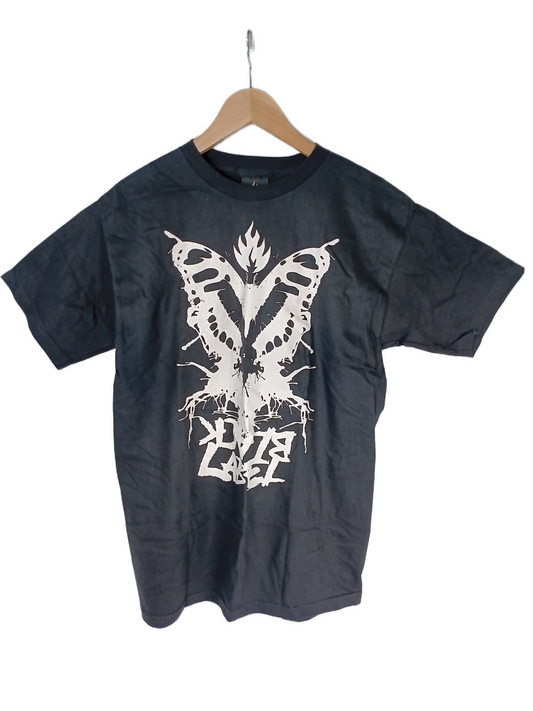 Black Label Butterfly Black White Mens Size M S/s Vintage Shirt