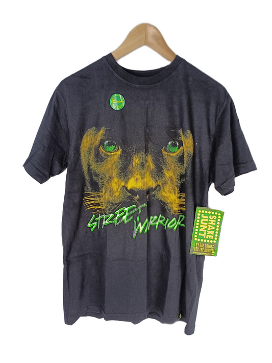 Shake Junt Andrew Reynolds Street Warrior Lion Black Green Yellow Mens Size M S/s Vintage Shirt