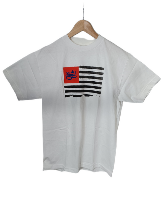 Royal American Flag Red White Blue Black Mens Size M S/s Vintage Shirt