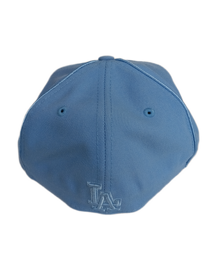 New Era 59Fifty LA Large Side Print Blue Sheen Size 7 3/8 58.7 cm Vintage Fitted Hat