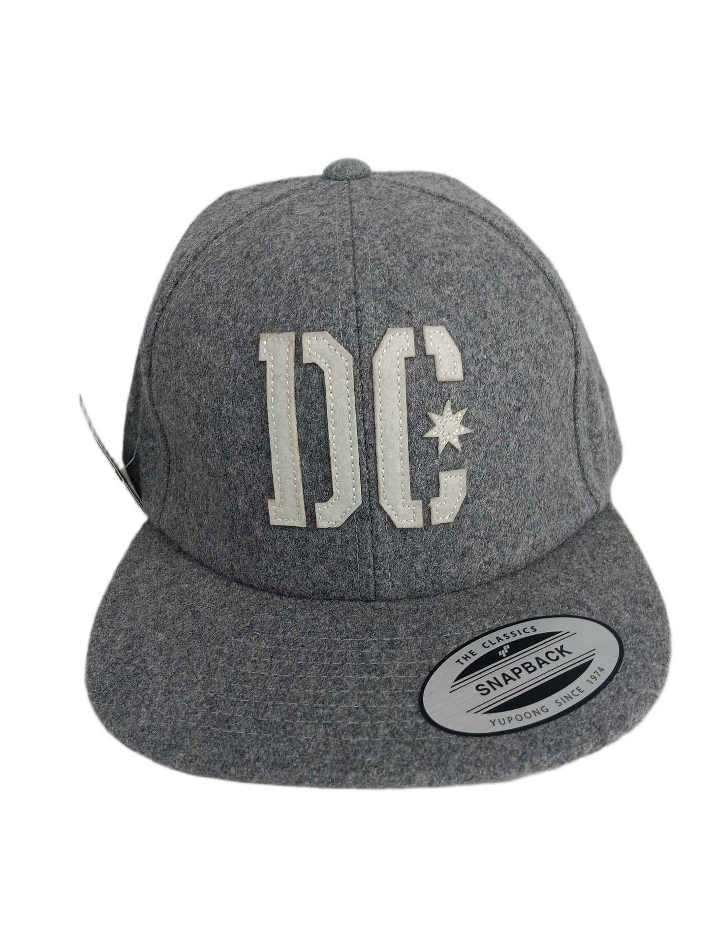 DC Scaffold Heather Gray Wool Large DC Logo One Size Fits Most Vintage Yupoong Strapback Hat