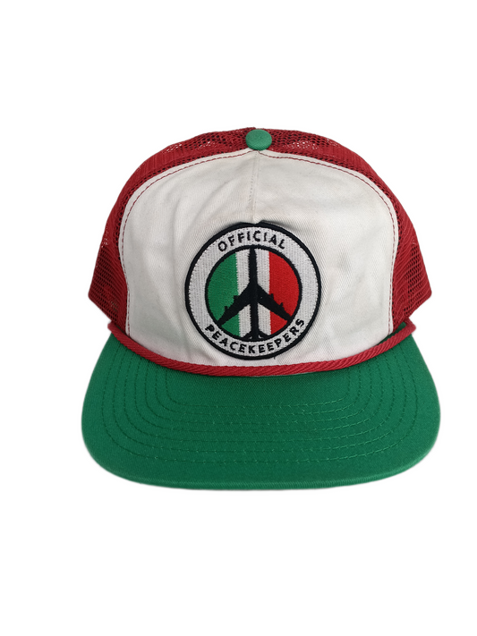 Official Peacekeepers Mexican Flag Airplane Large Patch Green White Red Mesh One Size Fits All Vintage Trucker Hat