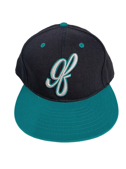 9Five Turquoise White Black 95 Logo Size 7 1/ Vintage Fitted Hat