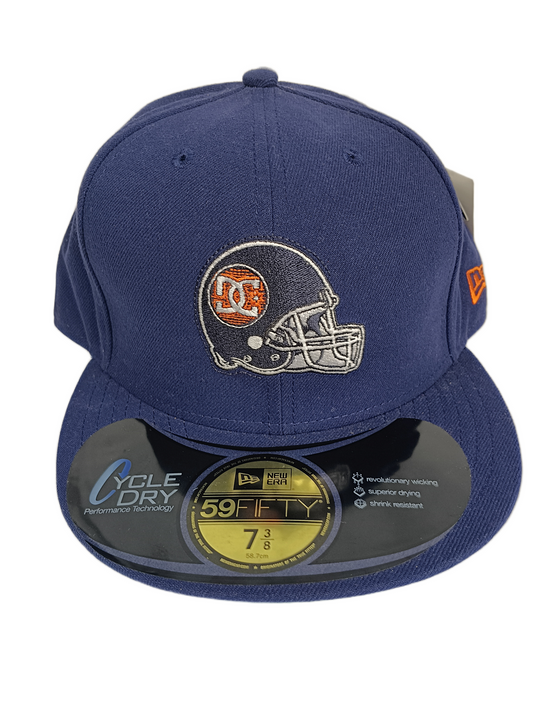 DC X New Era 59Fifty Craniums Navy Orange White Size 7 3/8 58.7cm Vintage Fitted Hat
