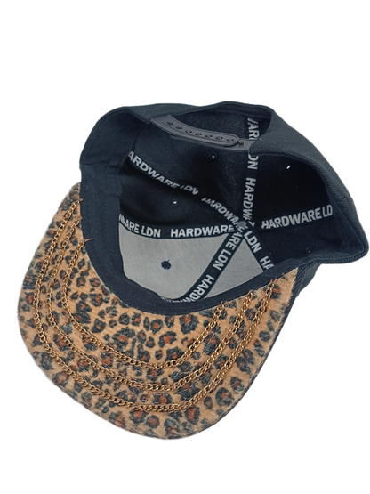 Hater Hardware LDN Black Gold 3X Gold Chain Felt Cheetah Print Underbill Vintage Snapback Hat