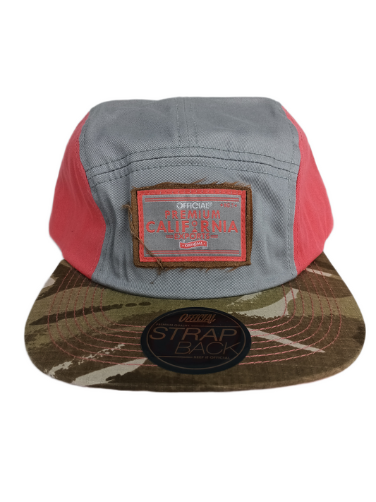 Official Premium California Export Patch Grey Red Green Camo Bill One Size Fits All Vintage Leather Strapback 5 Panel Hat