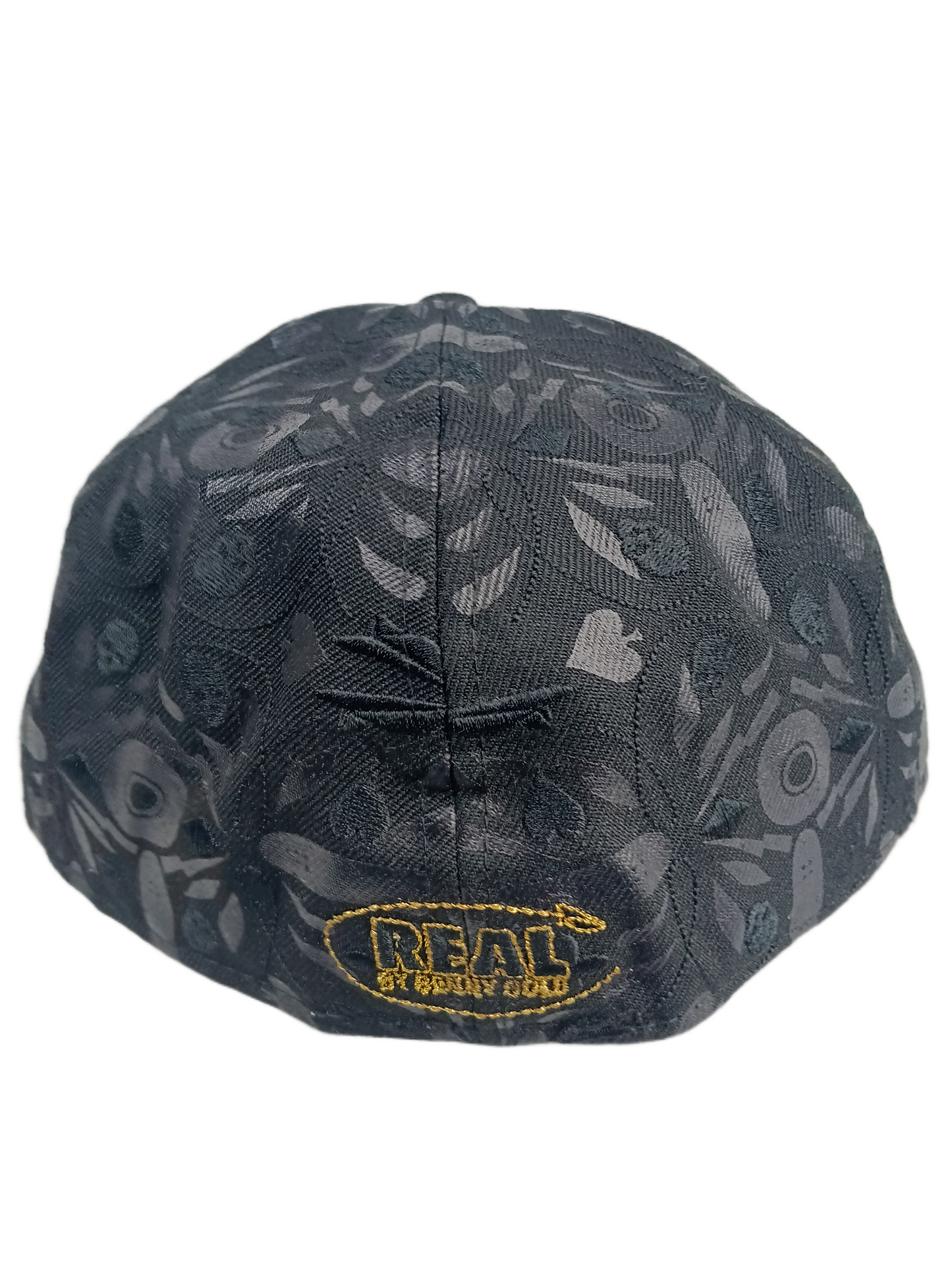 Real Skateboards X New Era 59Fifty X Benny Gold Black Gold All Over Print Size 7 3/8 58.7cm Vintage Fitted Hat
