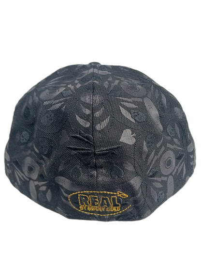 Real Skateboards X New Era 59Fifty X Benny Gold Black Gold All Over Print Size 7 3/8 58.7cm Vintage Fitted Hat