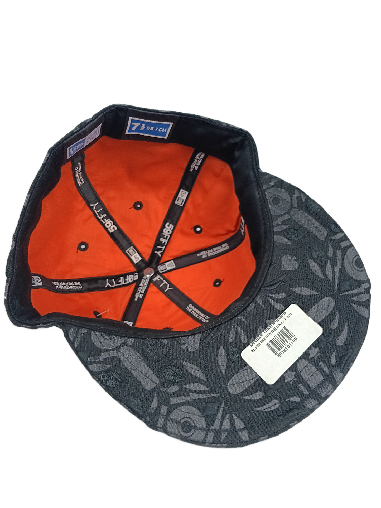 Real Skateboards X New Era 59Fifty X Benny Gold Black Gold All Over Print Size 7 3/8 58.7cm Vintage Fitted Hat