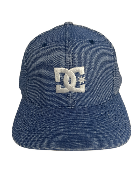 DC Cap Star Blue Denim White DC Logo Size L - XL Vintage Flexfit Hat