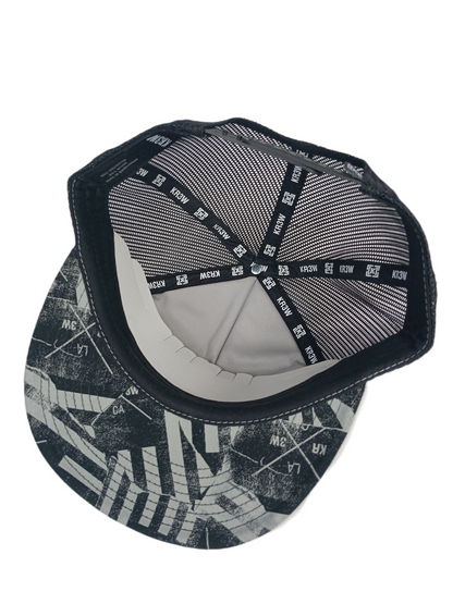 Krew Kr3w Flag Off White Black Mesh Krew LA Collage Under Bill One Size Fits All Vintage Snapback Trucker Hat