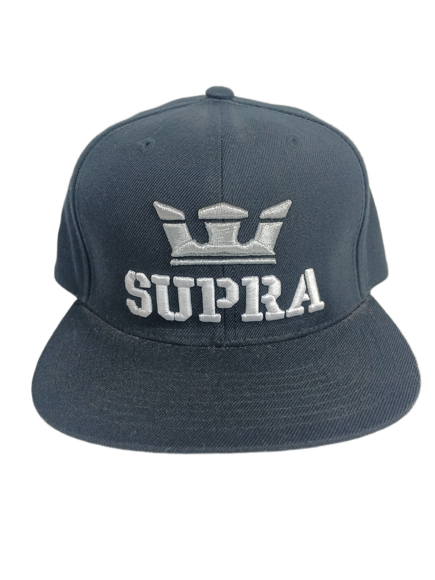 Supra X Starter Supra Text & Crown Thick Patch Whie Black Silver One Size Fits All Vintage Snapback Hat