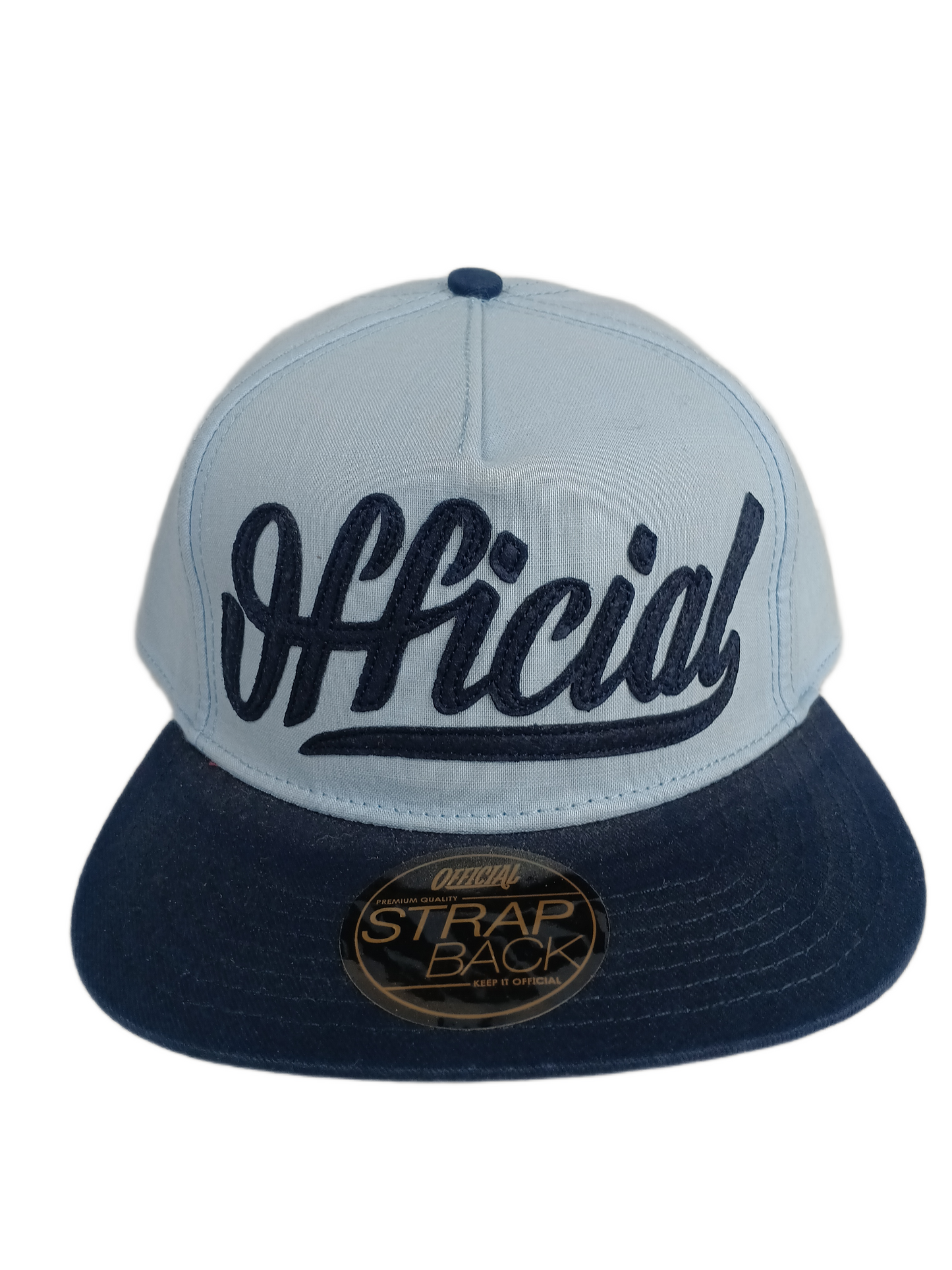 Official Official Logo Navy Lt Blue One Size Fits All Vintage Leather Strapback Hat
