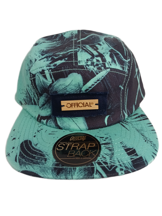 Official Odyessy Bamboos Turquoise Blue One Size Fits All Vintage Leather Strapback 5 Panel Hat