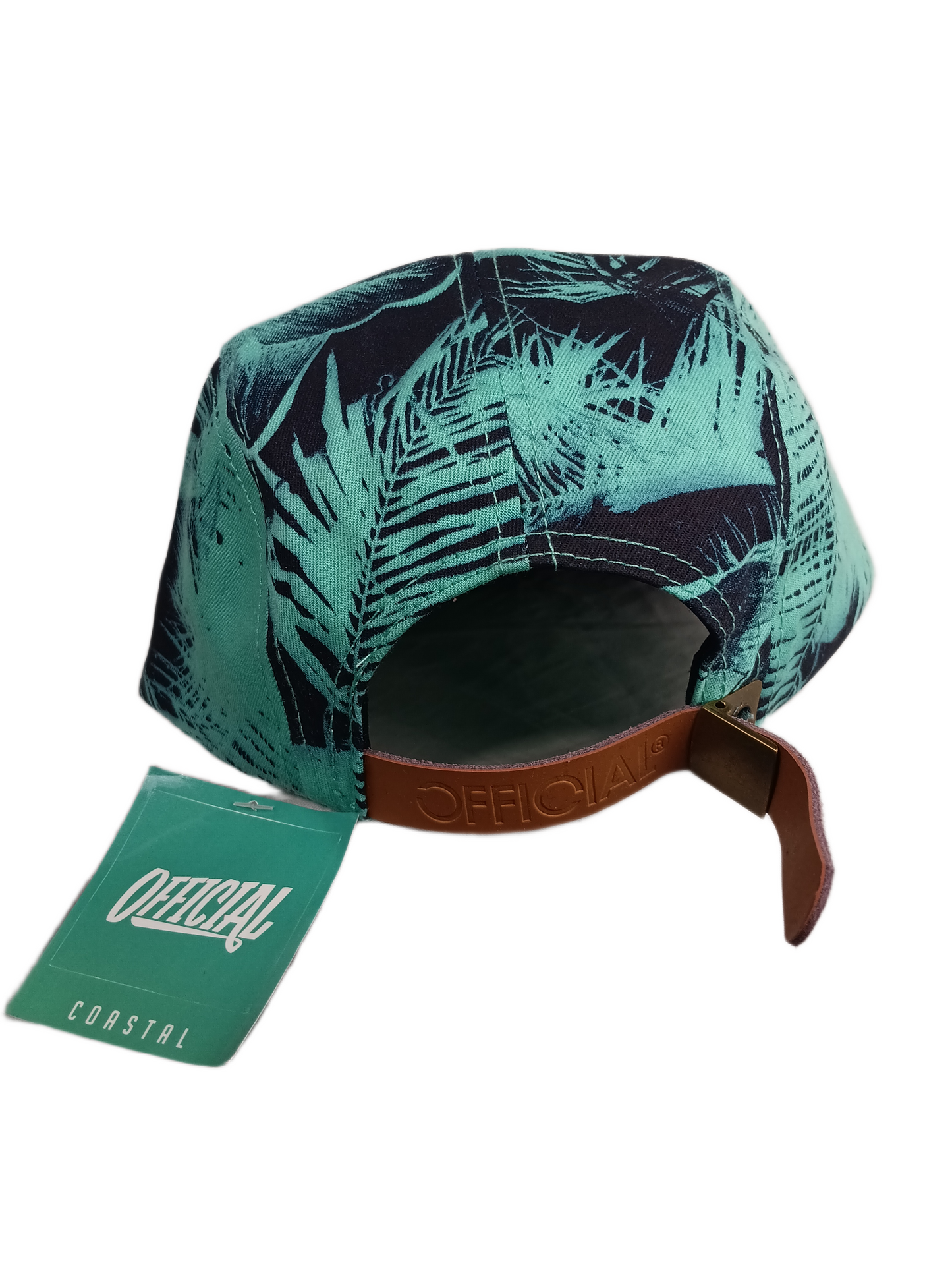 Official Odyessy Bamboos Turquoise Blue One Size Fits All Vintage Leather Strapback 5 Panel Hat