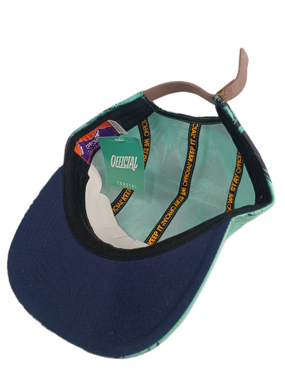 Official Odyessy Bamboos Turquoise Blue One Size Fits All Vintage Leather Strapback 5 Panel Hat