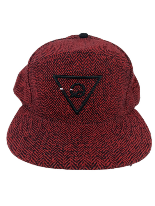 Quintin & Co Inverse Triangle Q Logo Black Red Plaid Triangles All Over Print One Size Fits All Vintage 5 Panel Snapback Hat