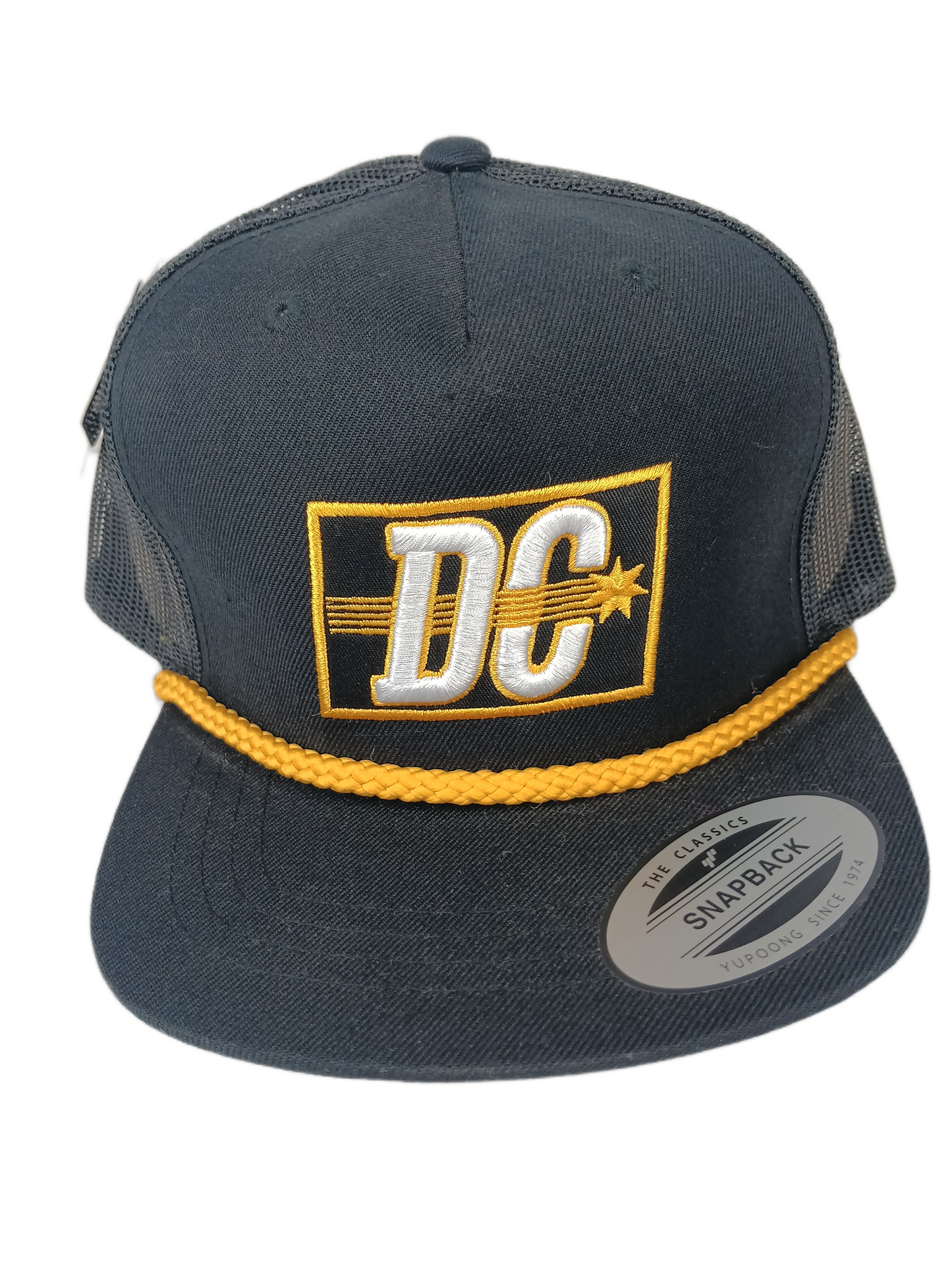 DC Slasher Black Gold Yellow One Size Fits All Vintage Yupoong Snapback Hat
